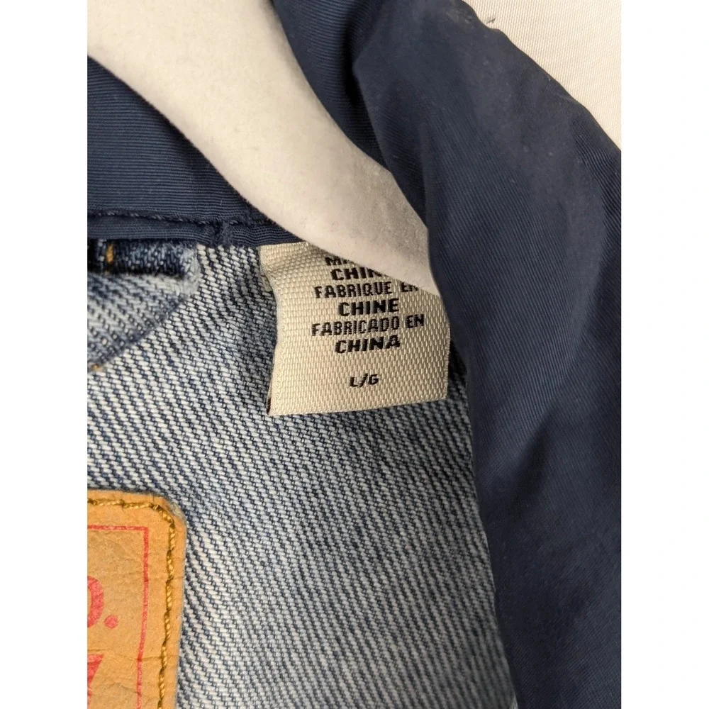Levis Mens Full Zip Trucker Denim Jacket Blue Sz L Western Mixed Media Workwear - Picture 6 of 10